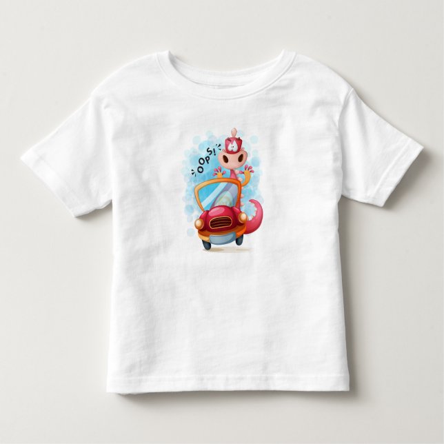 Camiseta Infantil Animais num carro n.o 4 (Frente)