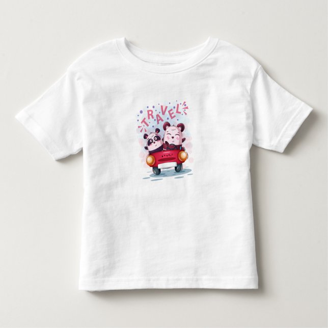 Camiseta Infantil Animais num carro n.o 6 (Frente)