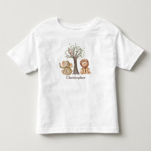 Camiseta Infantil Animais Personalizados de Safari na Selva Leão Mac