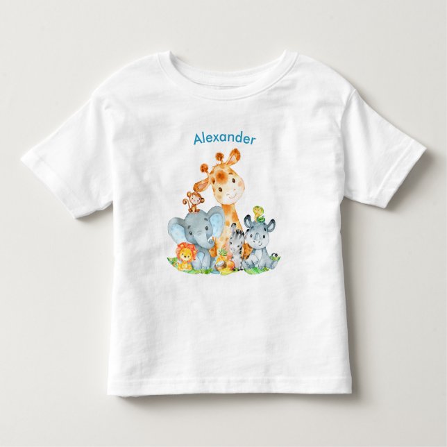 Camiseta Infantil Animais Selvagem Safari Cótaro Azul (Frente)