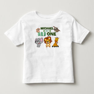 Camiseta Infantil Animais Selvagens Selvagens Safari Cute Primeiro A