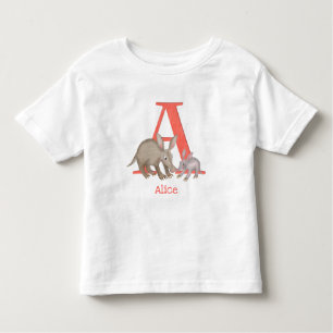 Camiseta Infantil Animal ABC A é para a t-shirt aardvark