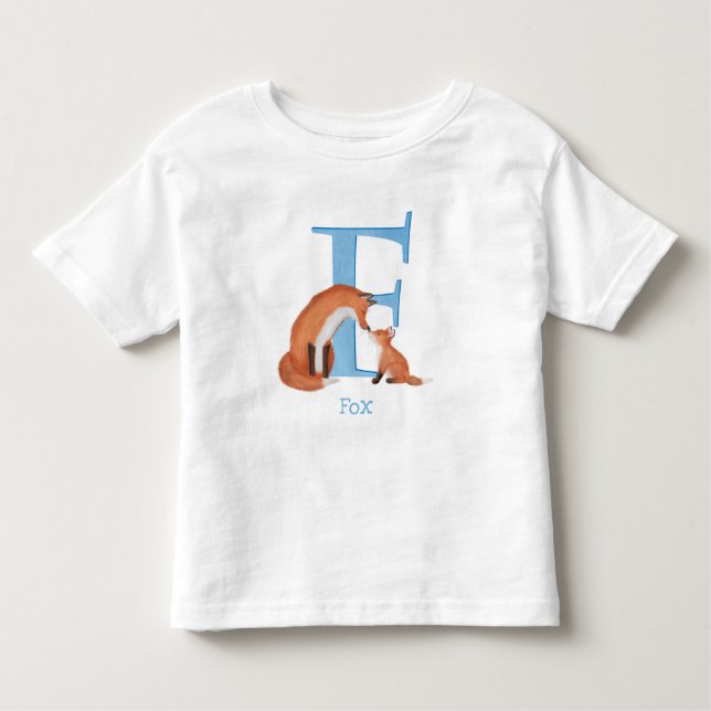 Camiseta Infantil Animal ABC F é para T-shirt de raposa (Frente)