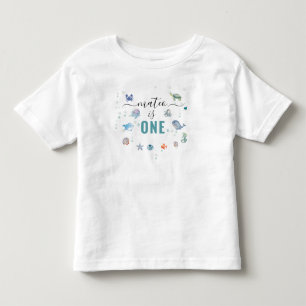 Camiseta Infantil Animal Marinho Um Nome Personalizado 1º Aniversári