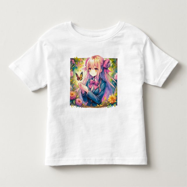 Camiseta Infantil Anime Girl and Butterfly (Frente)
