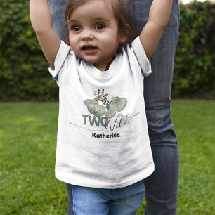 Camiseta Infantil Aniversário Animal Girafa Folhagem Tropical Muito