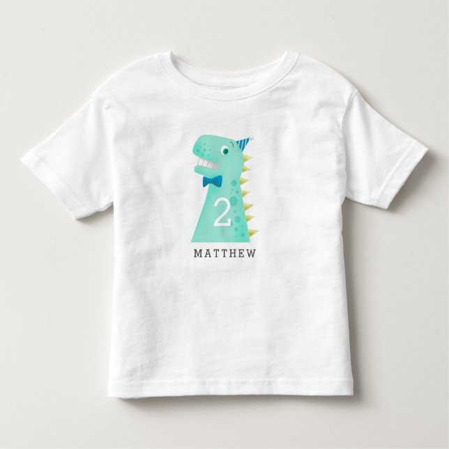 Camiseta Infantil Aniversário bonito do dinossauro alguma idade (Frente)