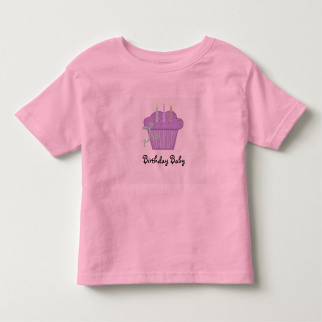 Camiseta Infantil Aniversário Cupcake de Bebê com Velas (Frente)