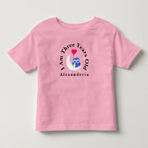 Camiseta Infantil Aniversário da Coruja Azul adicione nome, Eu tenh