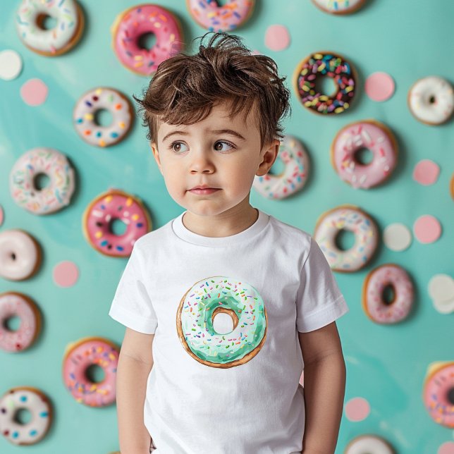 Camiseta Infantil Aniversário da Rosquinha Verde Pastel da Hora Mais (Criador carregado)