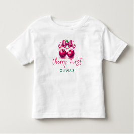 Camiseta Infantil Aniversário de 1 ano da Coquete Watercolor Cereja