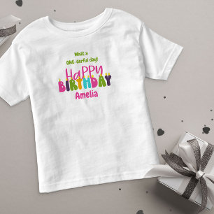 Camiseta Infantil Aniversário de 1 ano Dia Incrível Velas Coloridas