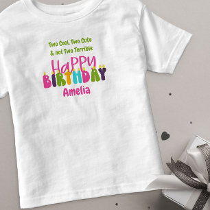 Camiseta Infantil Aniversário de 2 anos Dia Maravilhoso Velas Colori