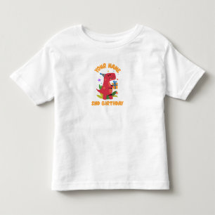 Camiseta Infantil Aniversário de 2 anos Dino 