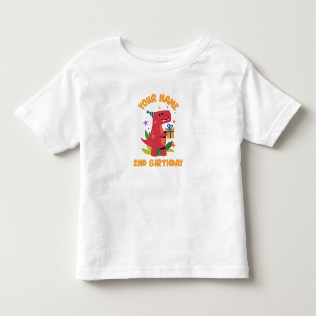 Camiseta Infantil Aniversário de 2 anos Dino (Frente)
