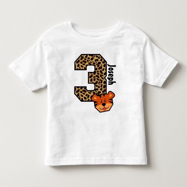 Camiseta Infantil Aniversário de 3 anos Camo e criança de três anos (Frente)