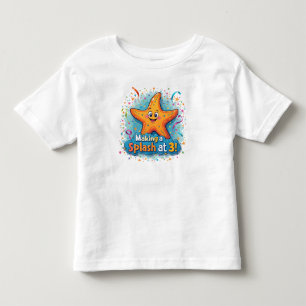 Camiseta Infantil Aniversário de 3 anos da Estrela do Mar Fazendo um