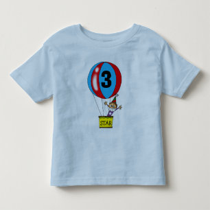 Camiseta Infantil Aniversário de 3 anos de balão de ar quente