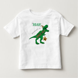 Camiseta Infantil Aniversário de 3 anos de Dinossauro Três Rex