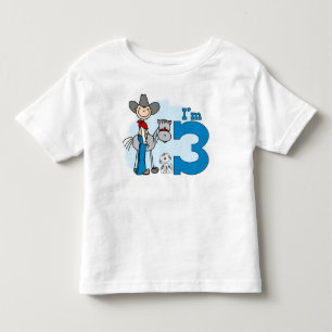 Camiseta Infantil Aniversário de 3 anos de Stick Cowboy