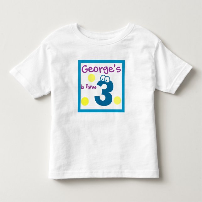 Camiseta Infantil aniversário de 3 anos do bebê, terceira do bebê (Frente)