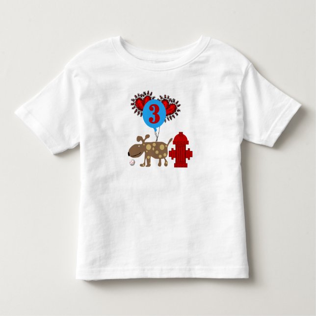 Camiseta Infantil Aniversário de 3 anos do cão (Frente)