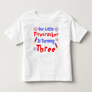 Camiseta Infantil Aniversário de 3 anos do Firecracker