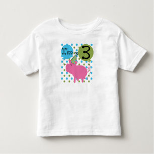 Camiseta Infantil Aniversário de 3 anos do porco