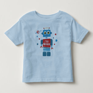 Camiseta Infantil Aniversário de 3 anos do robô