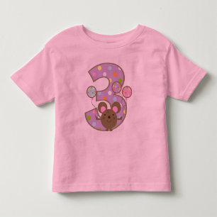 Camiseta Infantil Aniversário de 3 anos do roxo do rato do balão