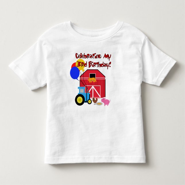 Camiseta Infantil aniversário de 3 anos fazenda (Frente)