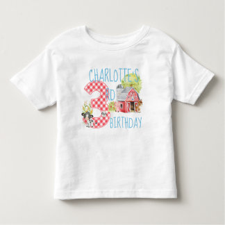 Camiseta Infantil aniversário de 3 anos Fazenda Barnyard Animal Bird