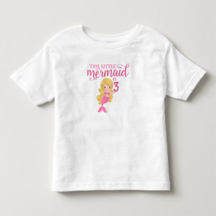 Camiseta Infantil Aniversário de 3 anos louro da sereia