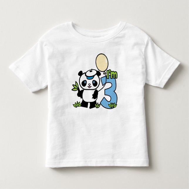 Camiseta Infantil Aniversário de 3 anos Panda Boy (Frente)