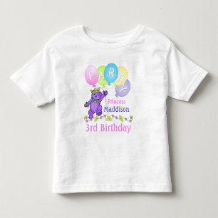 Camiseta Infantil aniversário de 3 anos Princess, Nome Personalizado