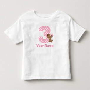 Camiseta Infantil aniversário de 3 anos Rapariga Cuppy Personalizada