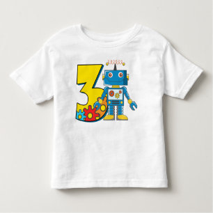 Camiseta Infantil aniversário de 3 anos Robot