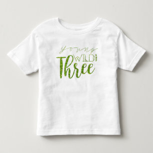 Camiseta Infantil Aniversário de 3 anos selvagem & três   verde no