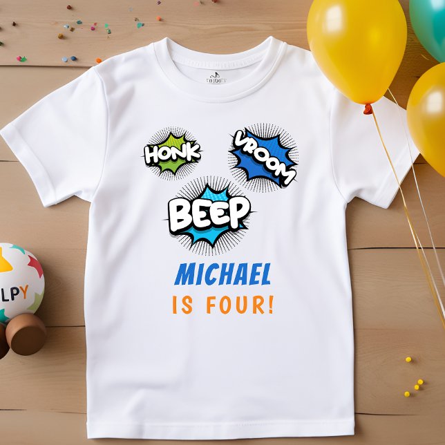 Camiseta Infantil Aniversário de caminhões monstros de bip honesto (Criador carregado)