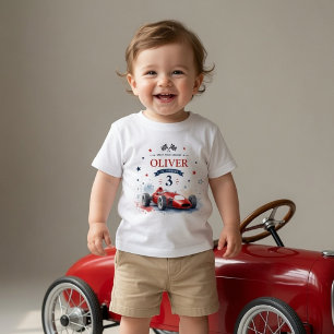 Camiseta Infantil Aniversário de Carro de Corrida de Fórmula Vintage