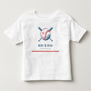 Camiseta Infantil Aniversário de criança de estrela de beisebol verm