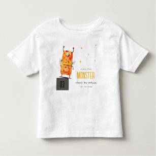 Camiseta Infantil Aniversário de criança de Monstro Amarelo Amarelo-