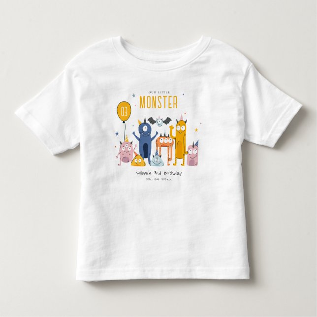 Camiseta Infantil Aniversário de criança de Monstros do Partido Amar (Frente)