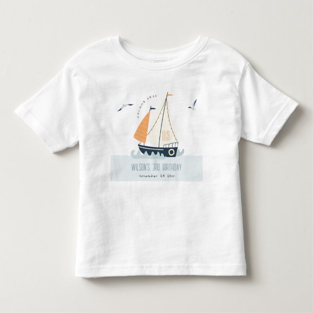 Camiseta Infantil Aniversário de criança de Pastel Azul-Marinho Azul (Frente)