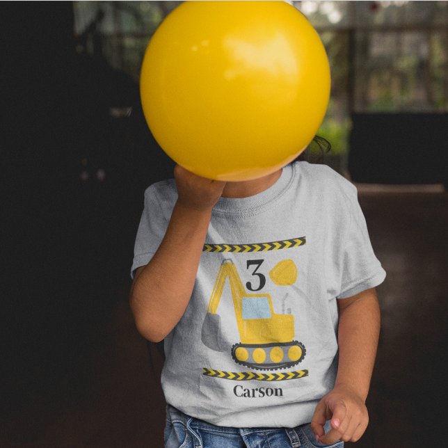 Camiseta Infantil Aniversário de criança Personalizado da Escavadora (Criador carregado)