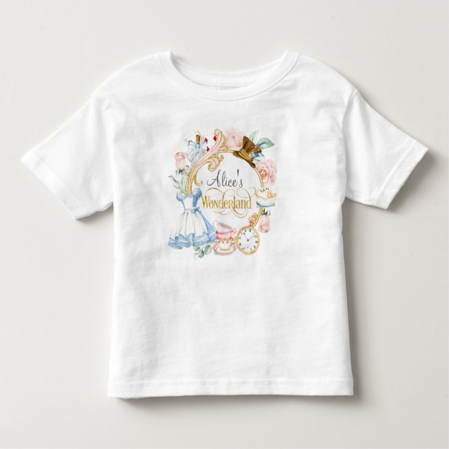 Camiseta Infantil Aniversário de menina Alice no País das Maravilhas (Frente)