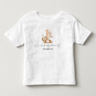 Camiseta Infantil Aniversário de Um Ano do Urso & Abelha