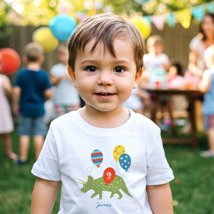 Camiseta Infantil Aniversário Dinossauro Triceratops Nome Personaliz