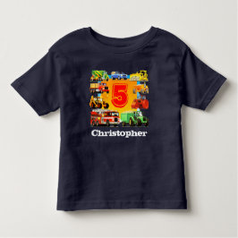 Camiseta Infantil Aniversário do 5 de Construção de Nome Personaliza