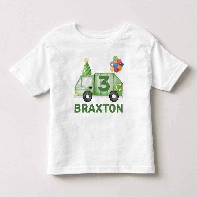 Camiseta Infantil Aniversário do Caminhão de Lixo Personalizado (Frente)